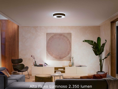 Philips Hue White & Color Ambiance Infuse l Smart Ceiling Medium l Luminária Plafon de Teto Inteligente Médio l WiFi e Bluetooth l Alto Fluxo Luminoso 2.350 lumen l LED Integrado l Compatível com Alexa, Apple Homekit & Google Assistant l Funciona com Bluetooth e/ou com a Hue Bridge na internet