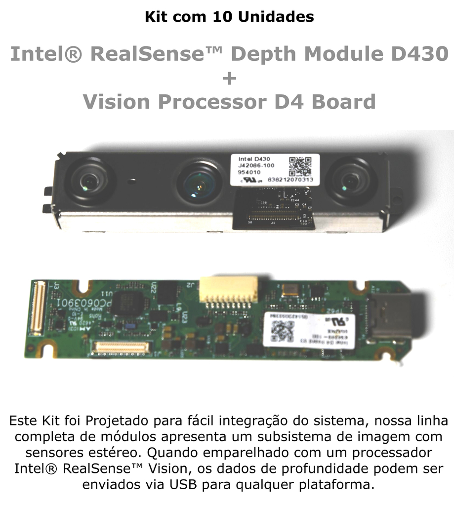 Intel RealSense Depth Module D430 + Vision Processor D4 Board Bundle Kit com 10 Unidades - comprar online