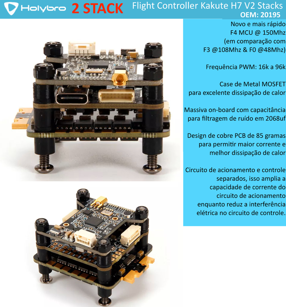 Imagem do Holybro Kakute H7 V2 Stacks l Flight Controller with Bluetooth | FPV Flight Controller | Controlador de Voo l Drones, Robôs e UAVs | 20194 l 20195 l 20196 l 20197