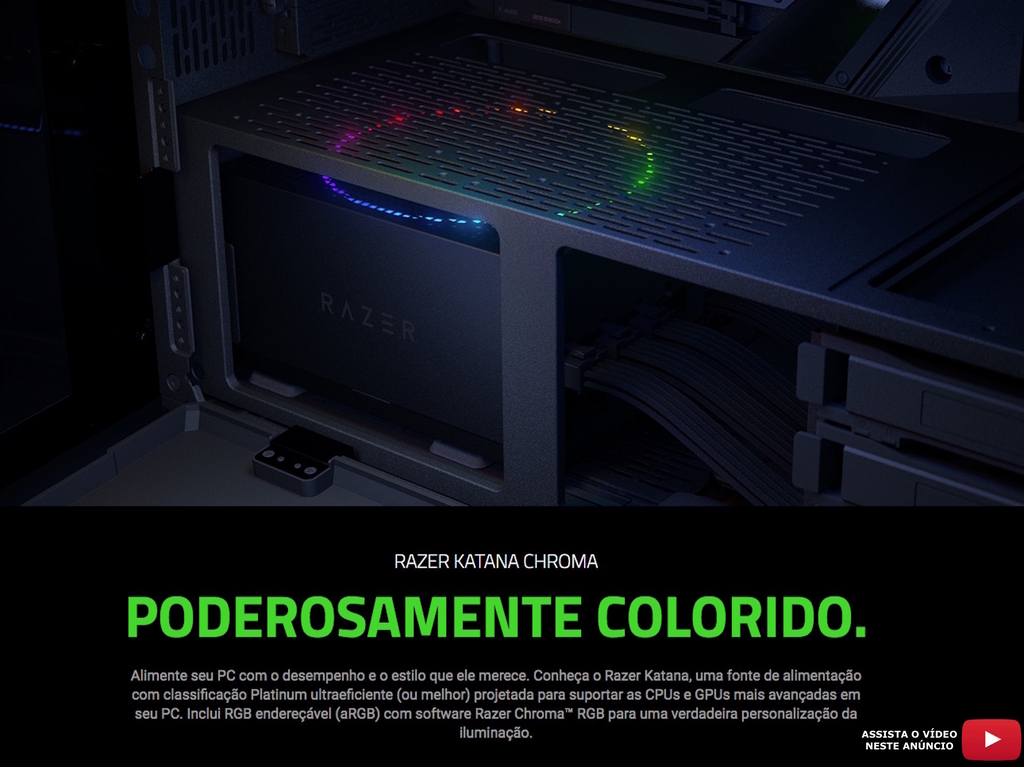 Razer Katana Chroma l Power Supply aRGB ATX Fully Modular l Fonte de alimentação l Ventilador aRGB silencioso e potente l Classificação Platinum Ultraeficiente l Modular por design l Projetada para suportar as CPUs e GPUs mais avançadas l Personalização RGB endereçável e integração de games l Zero RPM Mode l Escolha 850W ou 1.200W - comprar online