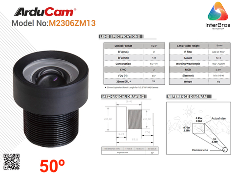 Imagem do Arducam M12 Lens Kit 6 for Raspberry Pi High Quality IMX477 Camera, LK003