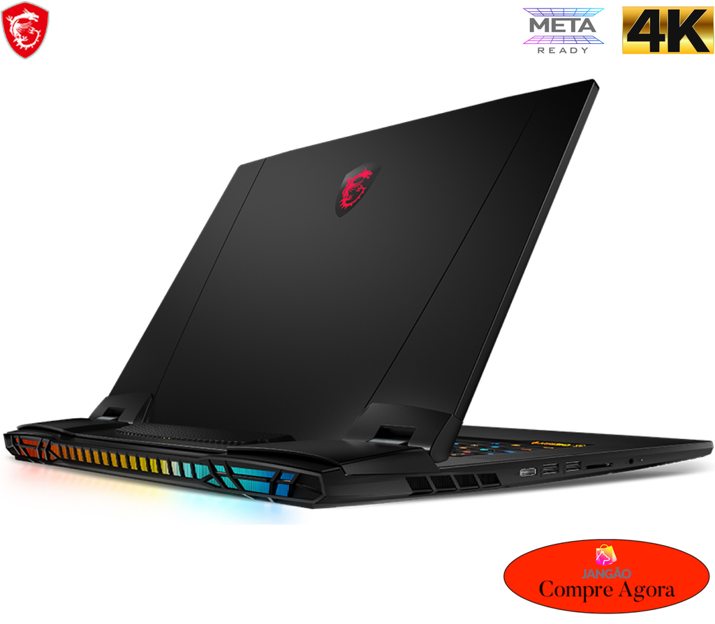 MSI 17.3" GT77 Titan Gaming Laptop l 16 Cores CPU l Meta Universe Ready l Cooler Booster Titan l 1.5-5.0 GHz Intel Core i9-12900 HX (12th Gen) l 128 GB DDR5 RAM | 4 TB NVMe SSD Gen4x4 l 17.3" 4K 3840 x 2160 120 Hz Display l NVIDIA GeForce RTX 3080 Ti (16GB GDDR6) l Win11 Pro l Dominância Total l O Rei dos Reis l 12UHS-063 - Loja do Jangão - InterBros