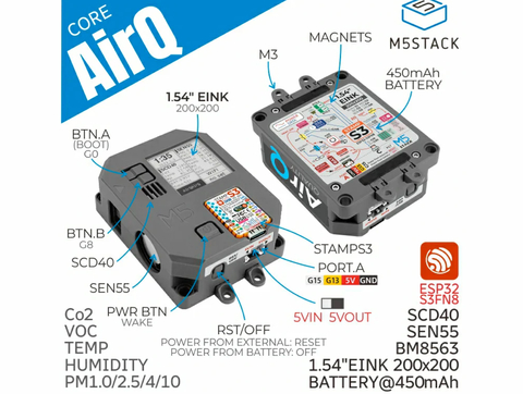 M5STACK Air Quality Control Kit with M5StampS3 (SEN55, SCD40), CO2 , VOC , PM1.0, PM2.5, PM4, PM10 , K131 na internet