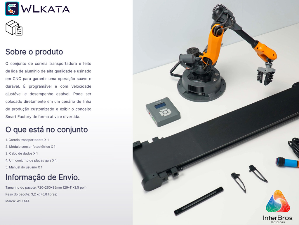 Wlkata Conveyor Belt Set for Mirobot , Correia Transportadora , Simulação de Fábrica Inteligente & Educação AIoT , +5 anos - Loja do Jangão - InterBros