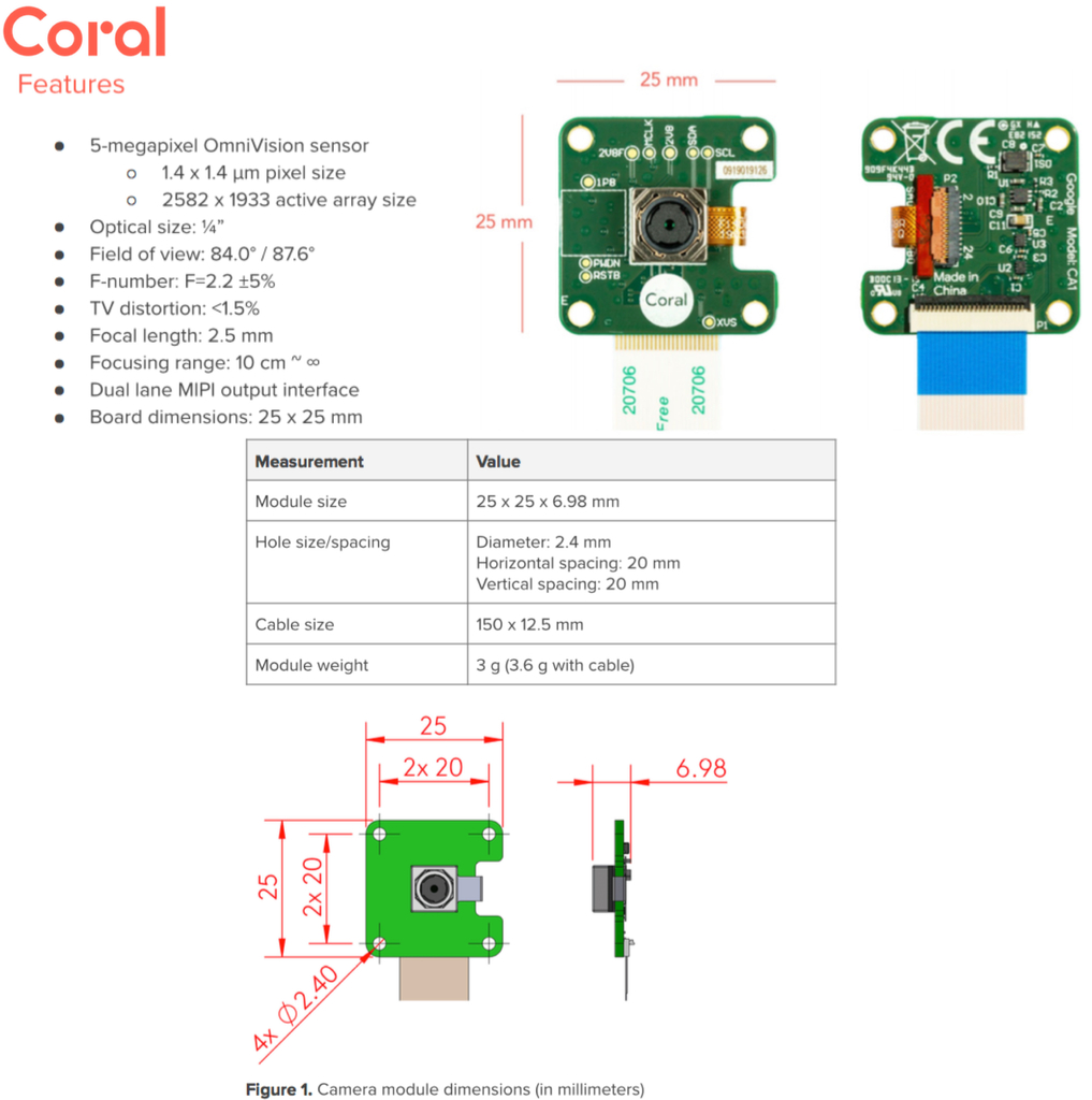 Imagem do Coral Dev Board 1GB RAM + Coral USB Accelerator + Coral Camera Module