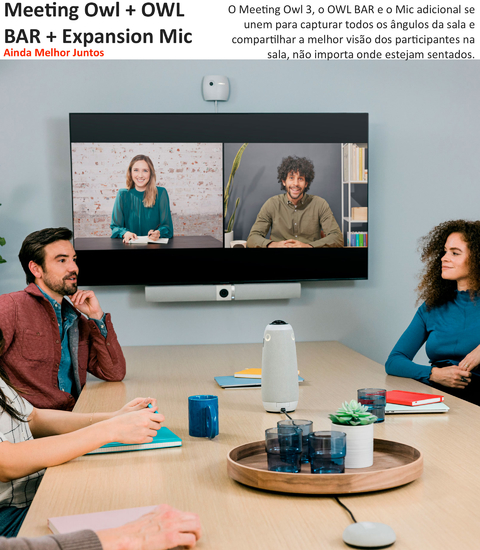 Owl Labs Meeting Owl 3 360° 1080p + OWL BAR 4K Frontal + Expansion Mic , Sistema Multi-Câmera de Videoconferência Inteligente on internet