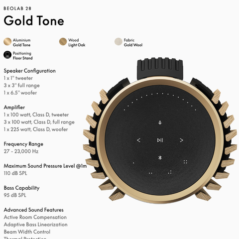 Bang & Olufsen Beolab 28 l Gold Oak l Wireless Stereo Speakers for Home Cinema l Som Estéreo de Grau de Estúdio l Aparências Elegantes l Grave Poderoso l 1.250 Watts l Wi-Fi & Bluetooth l Chromecast & Google Assistant Integrados l Compatível com Apple 2 & Spotify Connect l Recomendado para áreas de 15m² até 50m² - buy online