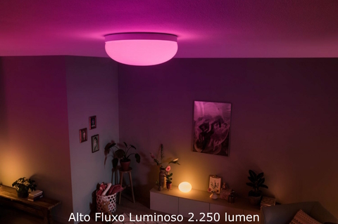 Philips Hue White & Color Ambiance Flourish Ceiling Light l 2ª Geração l Luminária de Teto Inteligente Plafon l Bluetooth e WiFi l Alto Fluxo Luminoso 2.250 lumen l LED Integrado l Compatível com Alexa, Apple Homekit & Google Assistant | Funciona com Bluetooth e/ou com a Hue Bridge - loja online