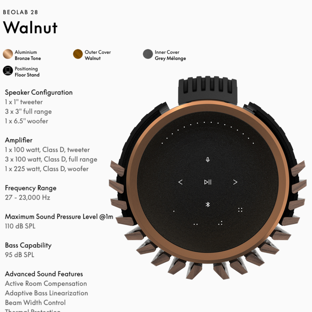 Bang & Olufsen Beolab 28 l Walnut Oak l Wireless Stereo Speakers for Home Cinema l Som Estéreo de Grau de Estúdio l Aparências Elegantes l Grave Poderoso l 1.250 Watts l Wi-Fi & Bluetooth l Chromecast & Google Assistant Integrados l Compatível com Apple 2 & Spotify Connect l Recomendado para áreas de 15m² até 50m² en internet