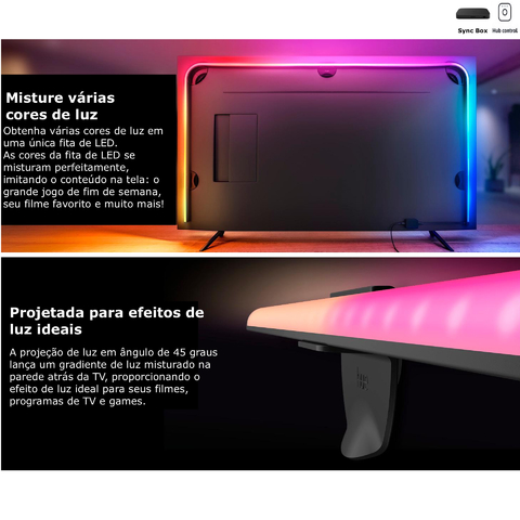 Imagem do Philips Hue Play Gradient Lightstrip Fita de LED 55" + Hue Light Tube Large + Hue Sync Box TVs de 55" até 65"