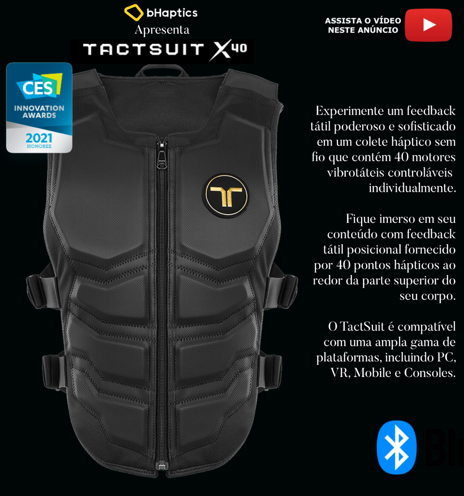 Imagen de bHaptics Tactsuit l Wearable Haptic Vest , Colete Háptico , Trajes Hápticos de Corpo Inteiro , Compatível com VR PC PS4/5 XBOX