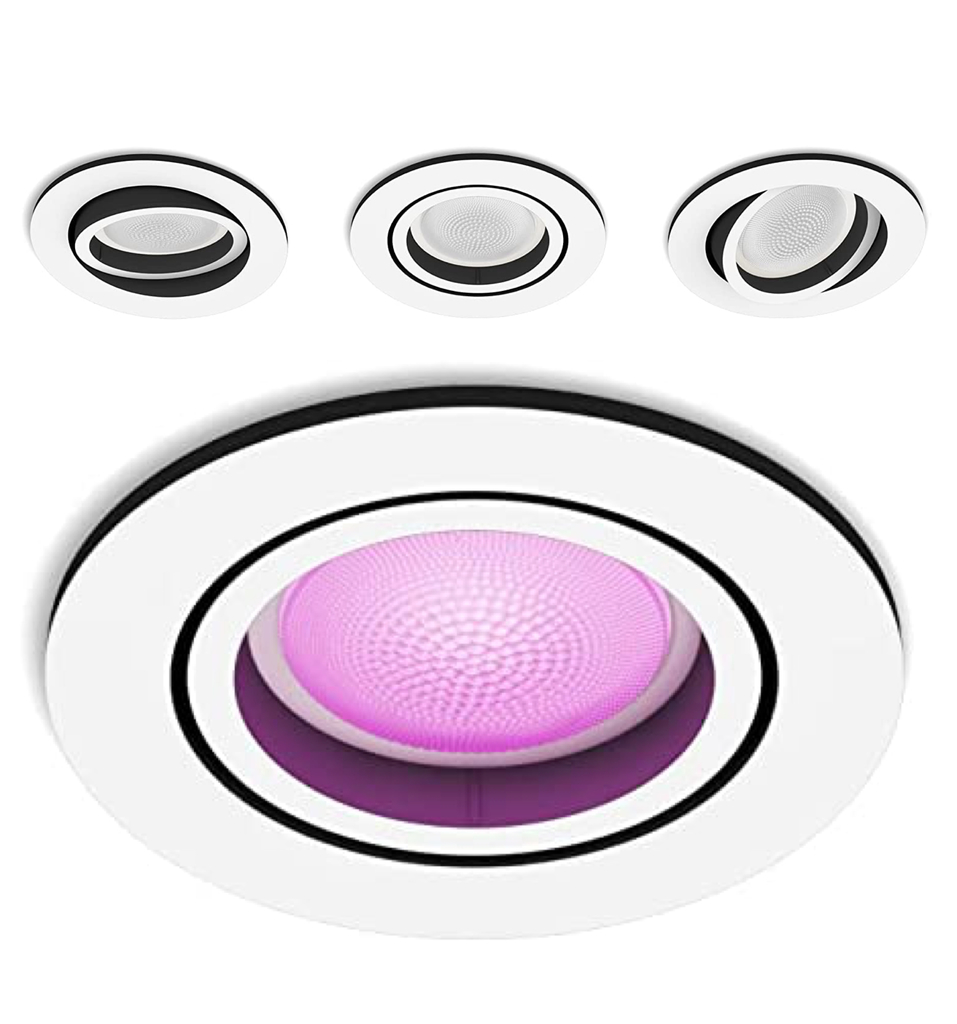 Philips Hue White and Color Ambiance Recessed Spotlight Bluetooth Centura | Nova Geração | Luminária Spot Direcional Dicróica de Teto | Adequada para Locais Úmidos | Compatível com a Alexa, Google Assistant, Apple HomeKit e Samsung SmartThings | Substituia suas luminárias antigas com a tecnologia LED inteligente - comprar online