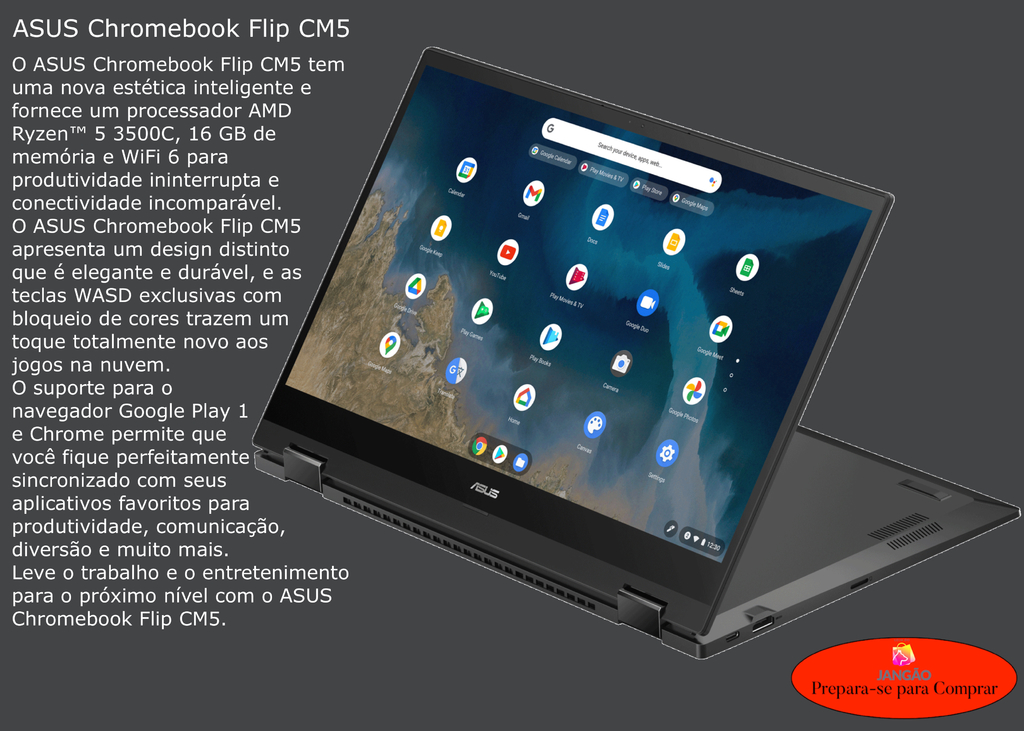 ASUS Chromebook Flip CM5 15.6" Laptop l 2.6 GHz AMD Ryzen 3 3250C Dual-Core l 4GB DDR4 RAM | 64GB eMMC Storage l 15.6" 1920 x 1080 Touchscreen Full HD NanoEdge Display l Integrated AMD Radeon Graphics l Chrome OS​ l CM5500FDA-DN344T - tienda online