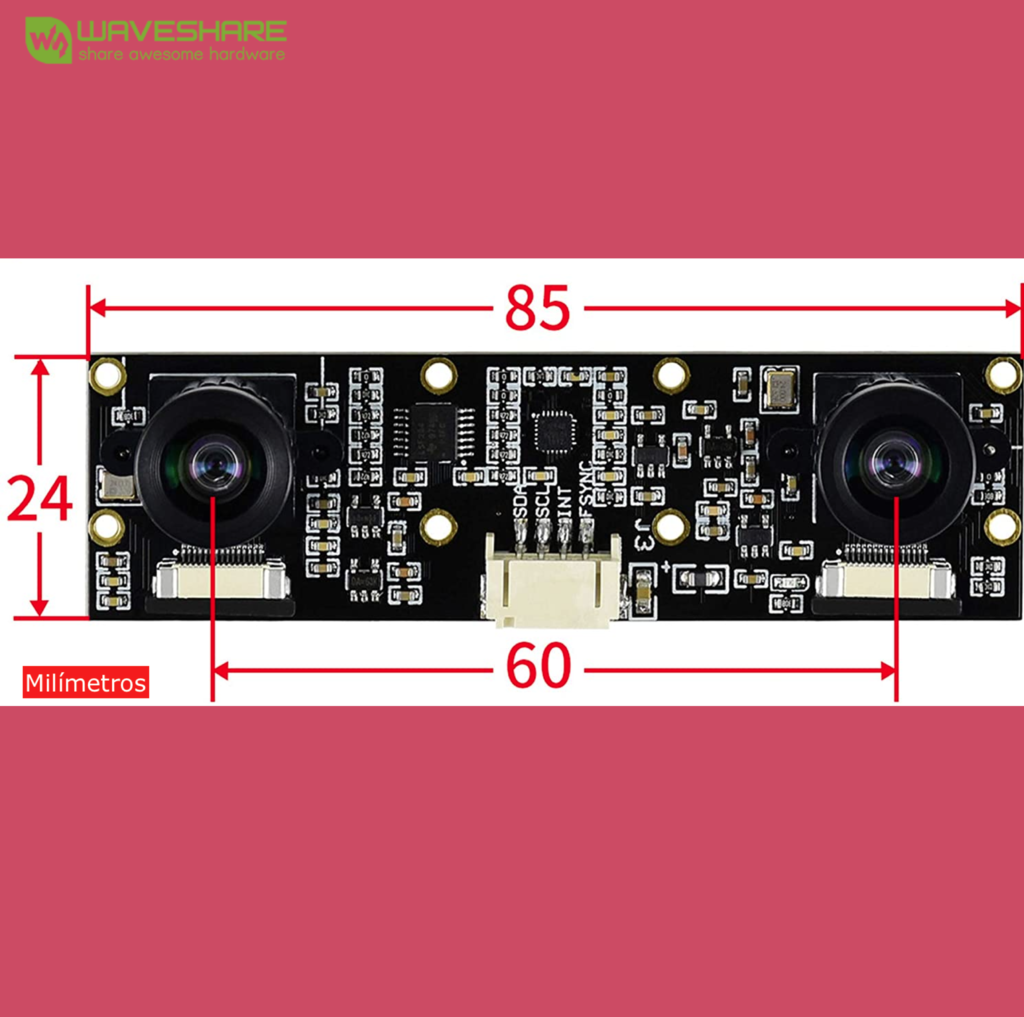 Raspberry Pi 4 Computer Model B 4GB RAM + Waveshare Binocular Camera Depth Stereo Module 8MP