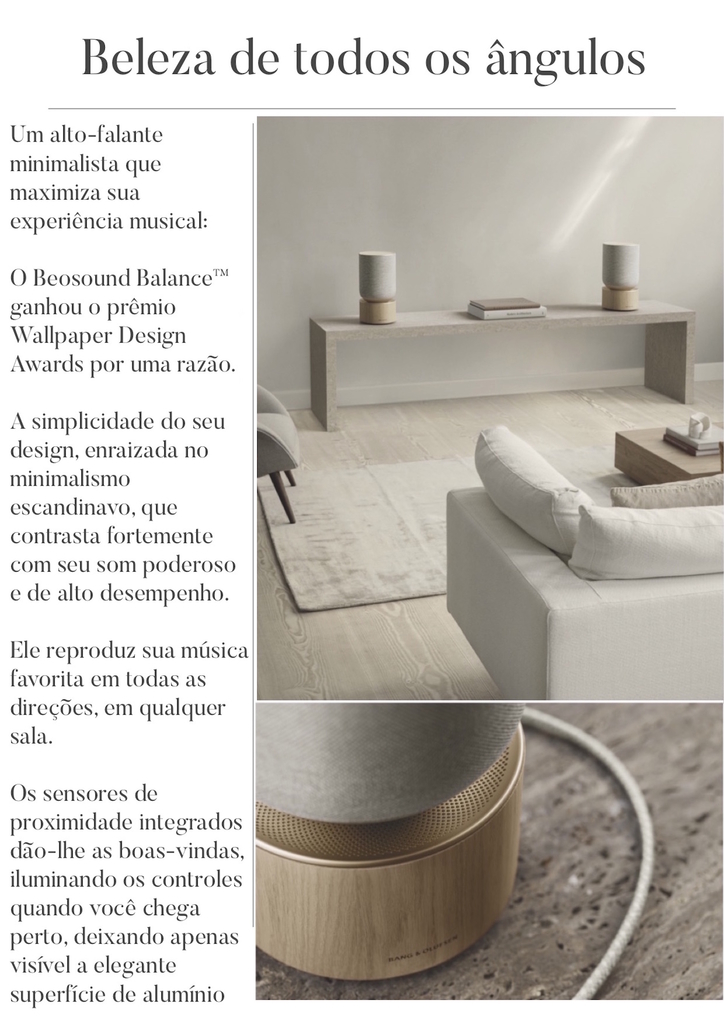 Bang & Olufsen Beosound Balance, OAK , Wireless Smart 360º Speaker, Poderoso Som de 850W , Recomendado para áreas de 10m² até 80m² - Loja do Jangão - InterBros