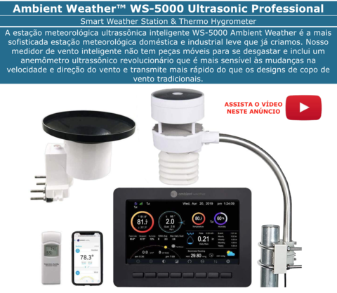 Ambient Weather WS-5000 Estação Metereológica Ultrassônica WiFi Alcance de 300 metros Compatível com Alexa e Google Internet Conectada - comprar online