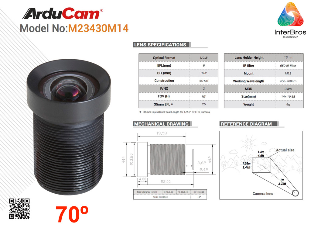 Arducam M12 Lens Kit 6 for Raspberry Pi High Quality IMX477 Camera, LK003 - comprar online