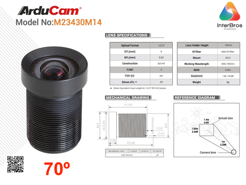 Arducam M12 Lens Kit 6 for Raspberry Pi High Quality IMX477 Camera, LK003 - comprar online