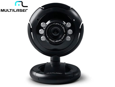 Multilaser Webcam Standard 480p 30Fps Led Noturno c/ Botão Snapshot Microfone Conexão Usb Preto - WC045 - Loja do Jangão - InterBros