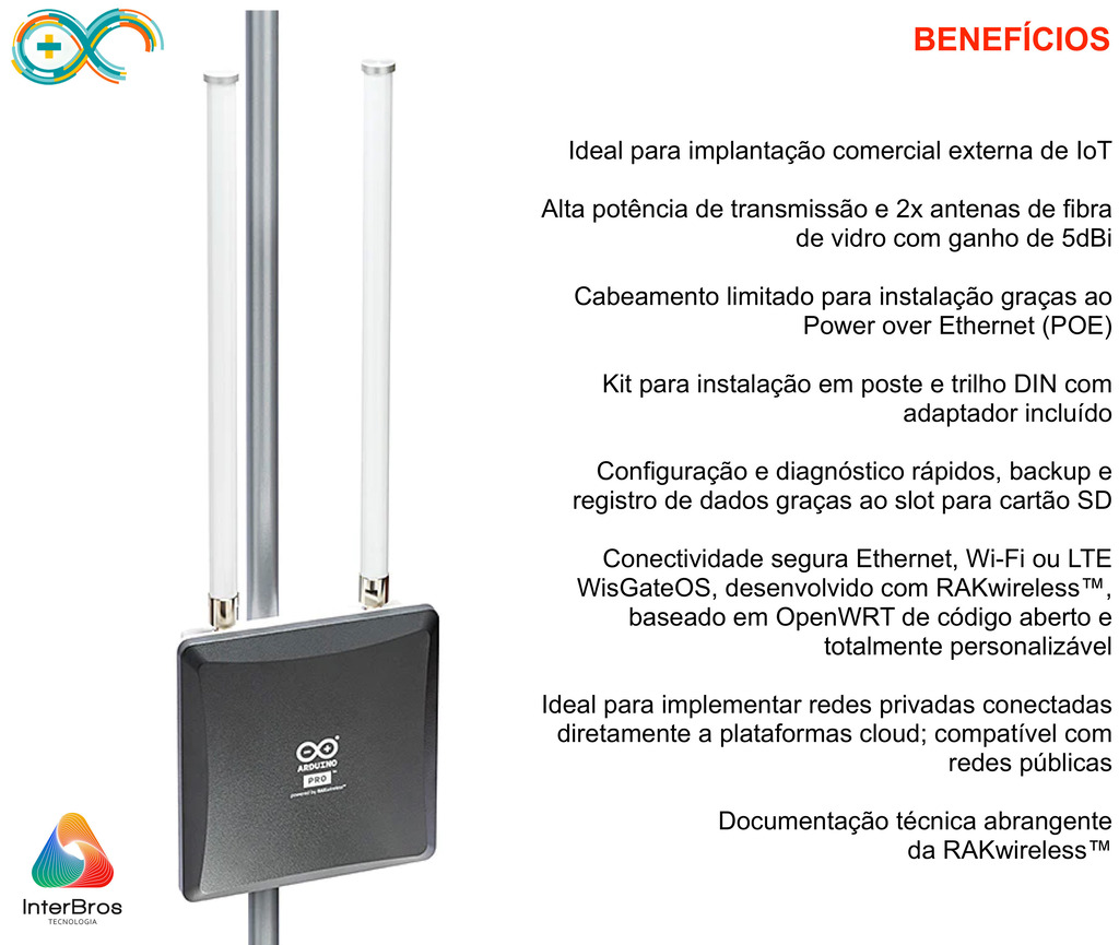 Arduino WisGate Edge PRO LoRaWAN GateWay AU915 TPX00096 - Loja do Jangão - InterBros