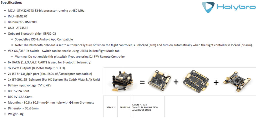 Holybro Kakute H7 V2 Stacks l Flight Controller with Bluetooth | FPV Flight Controller | Controlador de Voo l Drones, Robôs e UAVs | 20194 l 20195 l 20196 l 20197 na internet