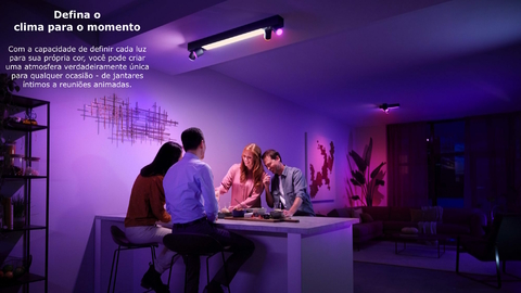 Philips Hue White & Color Ambiance Centris l Smart 3-Spots Ceiling Bar l Luminária de Teto l Ajuste cada Luz Individualmente l Poderoso Fluxo Luminoso 2.810 lumen l Compatível com Alexa, Apple Homekit & Google Assistant | Funciona com Bluetooth e/ou com a Hue Bridge - Loja do Jangão - InterBros