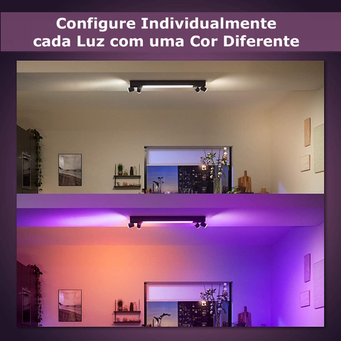 Philips Hue White & Color Ambiance Centris l Smart 4-Spots Ceiling Bar l Luminária de Teto l Ajuste cada Luz Individualmente l Poderoso Fluxo Luminoso 4.200 lumen l Compatível com Alexa, Apple Homekit & Google Assistant | Funciona com Bluetooth e/ou com a Hue Bridge - Loja do Jangão - InterBros