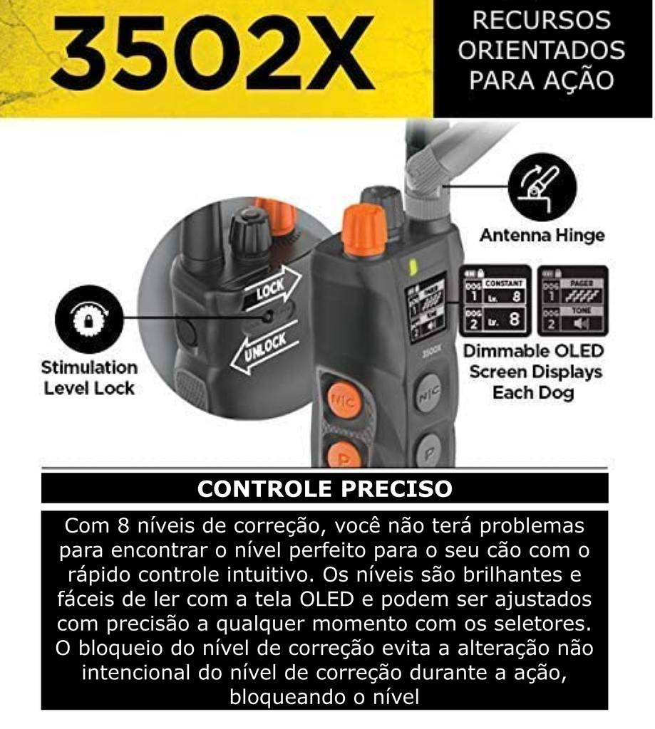 Dogtra 3502X com Case de Transporte , Para 2 Cães, Projetada para Profissionais e Tutores de Nível Avançado ,Treinamento para Competição ,Caça , Operação Tática de k-9 , Alcance de 2,4 Kms - Loja do Jangão - InterBros