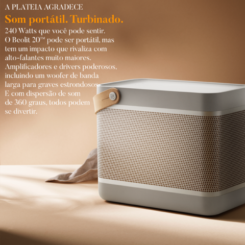 Imagen de Bang & Olufsen Beolit 20 l Portable Bluetooth 360º Light Speaker l Auto Falante Bluetooth Portátil & Leve l 8 horas de Bateria 3200 mAh l Wireless Charging Pad l Painel de Carregamento Sem Fio l Poderosíssimo Portátil de 480W l Recomendado para áreas de 10m² até 100m²