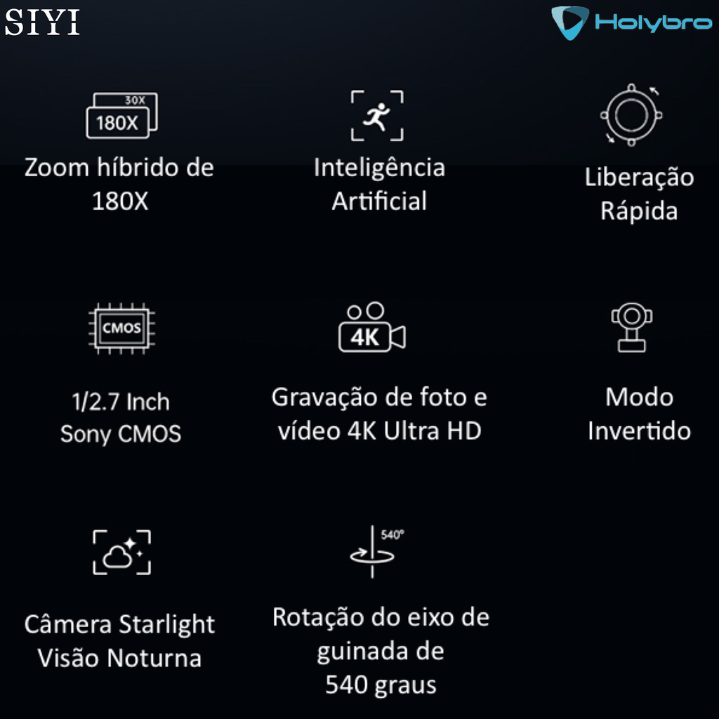 Holybro SIYI ZR30 4K 8MP Ultra HD 180X Hybrid 30X Optical Gimbal Camera Drones Robots UAV UGV USV 31164 - Loja do Jangão - InterBros