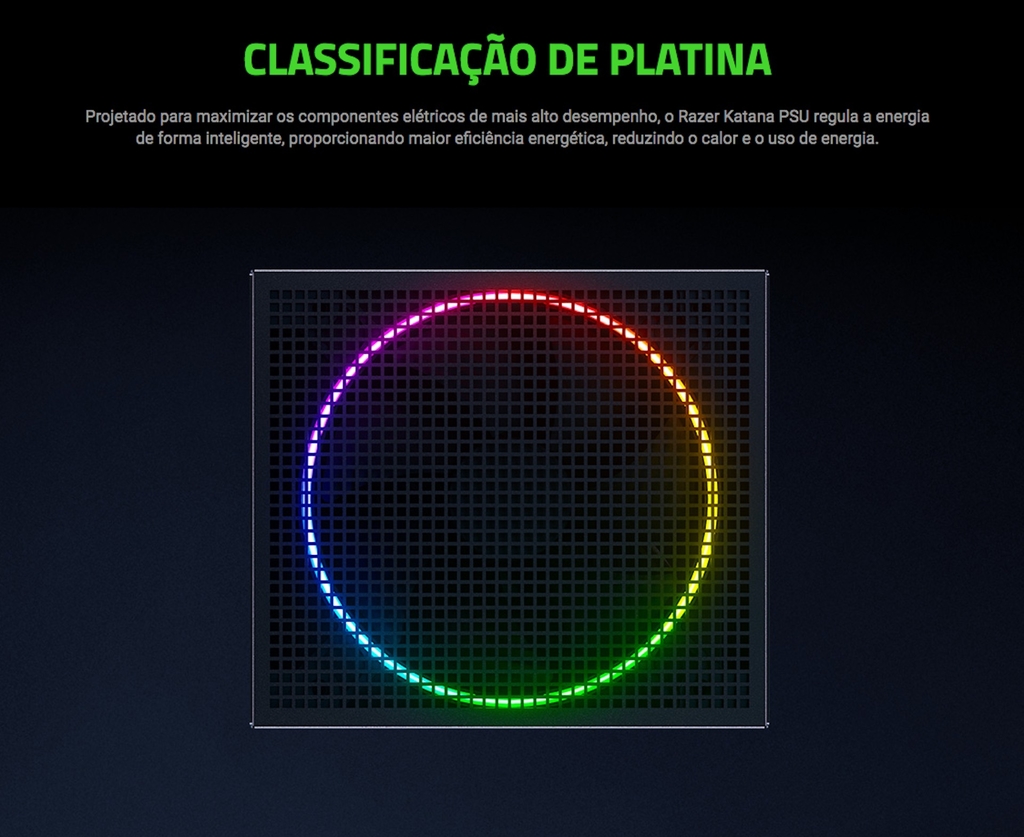 Razer Katana Chroma l Power Supply aRGB ATX Fully Modular l Fonte de alimentação l Ventilador aRGB silencioso e potente l Classificação Platinum Ultraeficiente l Modular por design l Projetada para suportar as CPUs e GPUs mais avançadas l Personalização RGB endereçável e integração de games l Zero RPM Mode l Escolha 850W ou 1.200W - Loja do Jangão - InterBros