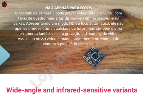 Raspberry Pi Camera Module 3 12 MP Auto Focus , Escolha: Standard , NoIR , Wide , Wide NoIR - comprar online