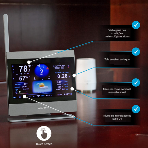 AcuRite Atlas Professional Estação Meteorológica Display TouchScreen com Sensores de Raios e Tempestades Compatível com Alexa e Google WiFi e Internet Conectada - loja online