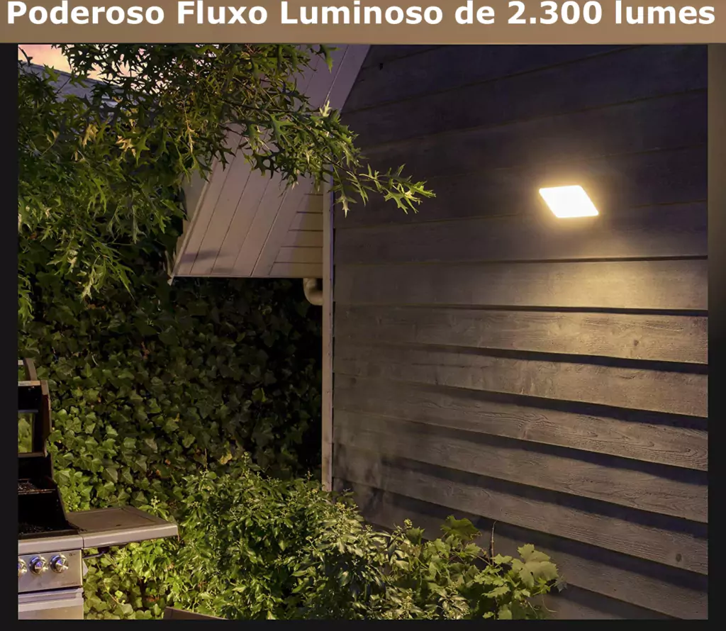 Imagem do Philips Hue Discover Outdoor Floodlight + Hue Dusk-to-Dawn Sensor de Movimento Outdoor l Luminária de Parede l Projetor de Segurança l Poderoso Fluxo Luminoso 2.300 lumen l LED Integrado l Compatível com a Alexa, Apple Homekit & Google Assistant | Requer Hue Bridge