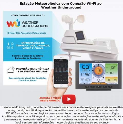 Acurite Iris Estação Meteorológica 5-in-1 WiFi Display de Alta Definição TouchScreen e Conexão Direta com Weather Underground - comprar online