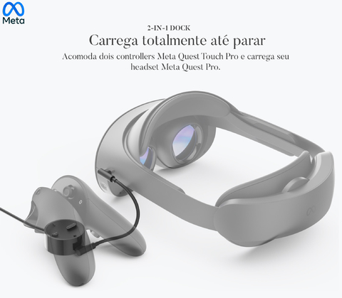 Meta Quest Pro Compact Charging Dock l Dock de Carregamento l VR MR Realidade Mista l Carrega os controllers e o headset l Compatível com Meta Quest, Meta Quest 2 e Meta Quest Pro - Loja do Jangão - InterBros