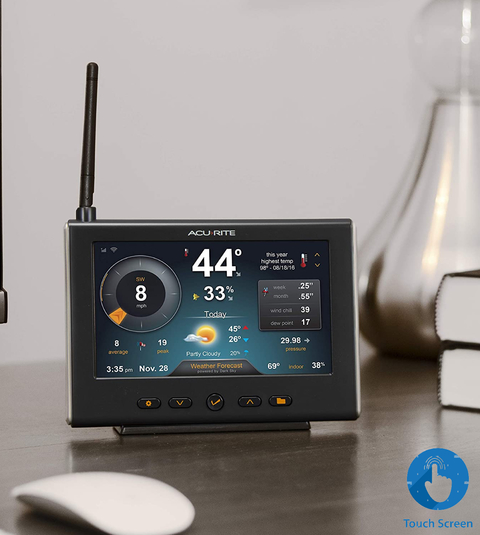 AcuRite 5-in-1 Estação Meteorológica Display Touch Screen de Alta Definição Sensor Raios Previsões by Dark Sky Compatível com Weather Underground WiFi na internet