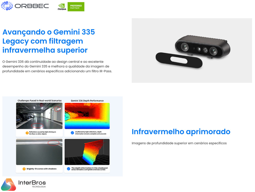 Orbbec GEMINI 336 , Sterero Depth Camera , IP5X , RGB Vision Integrated with NVIDIA Isaac Robotics Platform - tienda online