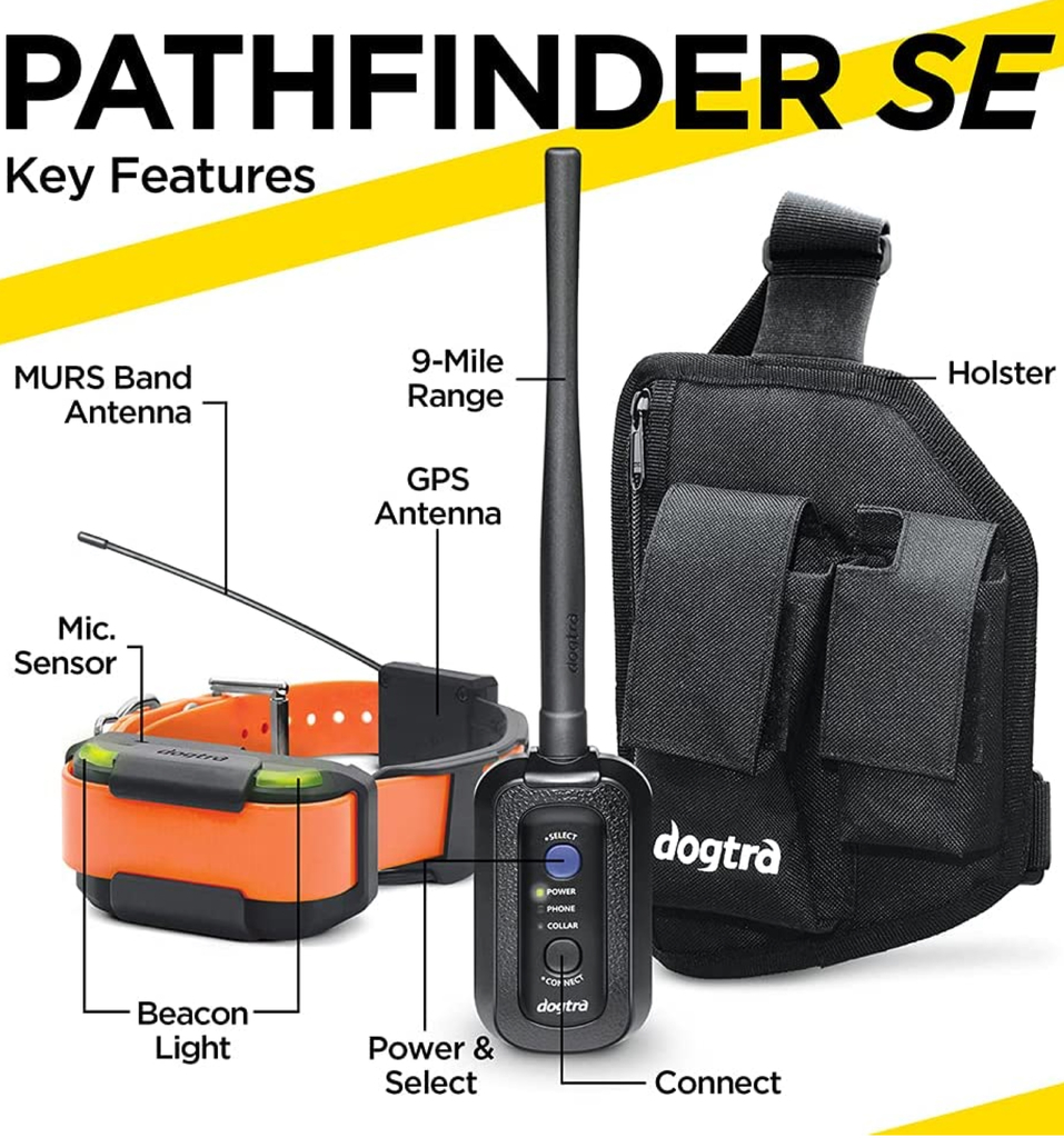 Imagem do Dogtra Pathfinder SE 2 Cães | E-Collar Series GPS Rastrear e Treinar | Cães Acima de 15 Kgs | Pescoços Acima de 30 cms | Alcance de até 14,5 Kms | Expansível para até 21 cães | A prova d'água | Taxa de GPS de Atualização de 2 segundos | Requer Smartphone | Sem taxa de assinatura | Mapa de satélite gratuito e OFFLINE | Não Requer Sinal de Celular