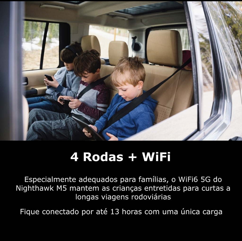 Netgear Nighthawk M5 5G WiFi 6 Mobile Router Unlocked l Hotspot Roteador Móvel | Ultrarrápido 5G | Desbloqueado para todas as Operadoras | Conecta até 32 Dispositivos Sim card não incluído l Conecta até 32 Dispositivos l Ativado para Uso Doméstico ou Comercial l Bateria Adicional e Antena opcional também disponíveis - Loja do Jangão - InterBros