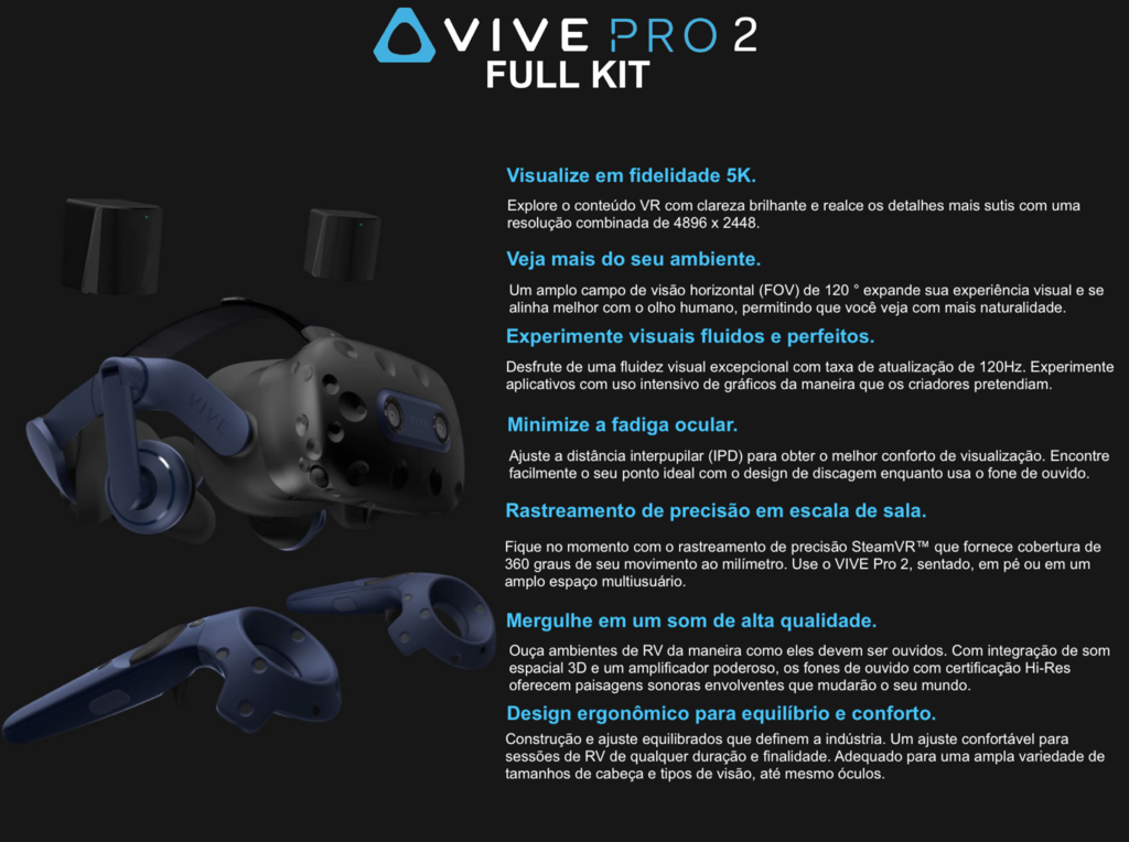 HTC VIVE VR Pro 2 Full Kit + HTC VIVE Wireless Adapter Full - loja online