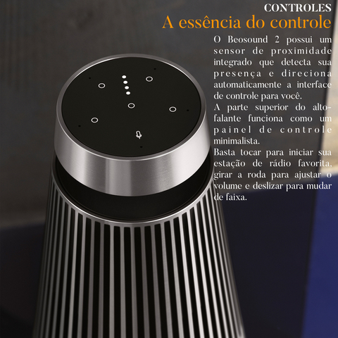 Image of Bang & Olufsen Beosound 2 l 2-Pack l Natural Aluminium l Wireless Multiroom Speaker l Auto Falante Multi-Room 360º l Acoustic Lens Technology l WiFi & Bluetooth l Chromecast & Google Assistant Integrados l Compatível com Apple 2 & Spotify Connect l Recomendado para áreas de 10m² até 120m²