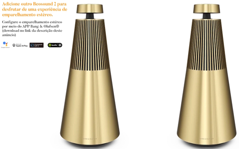 Bang & Olufsen Beosound 2 l Brass Tone l Wireless Multiroom Speaker l Auto Falante Multi-Room 360º l Acoustic Lens Technology l WiFi & Bluetooth l Chromecast & Google Assistant Integrados l Compatível com Apple 2 & Spotify Connect l Recomendado para áreas de 10m² até 60m² on internet