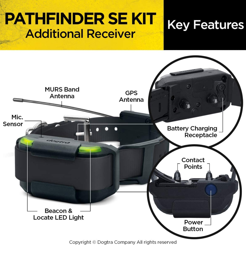 Dogtra Pathfinder SE | E-Collar Series GPS Rastrear e Treinar | Cães Acima de 15 Kgs | Pescoços Acima de 30 cms | Alcance de até 14,5 Kms | Expansível para até 21 cães | A prova d'água | Taxa de GPS de Atualização de 2 segundos | Requer Smartphone | Sem taxa de assinatura | Mapa de satélite gratuito e OFFLINE | Não Requer Sinal de Celular na internet