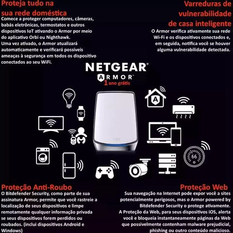 NETGEAR Orbi 860 Series Tri-Band WiFi 6 Mesh System, RBK863SB , 6 Gbps, 10 Gig Port 743m² - Loja do Jangão - InterBros