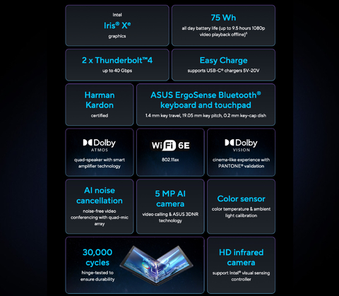 Image of ASUS 17.3" l Zenbook 17 Fold Touchscreen l OLED Multi-Touch Laptop l Laptop Tablet Dobrável l Cheio de Tecnologias Inovadoras l 1.1 GHz Intel Core i7 10-Core (12th Gen) l 17.3" 2560 x 1920 OLED Touchscreen l 16GB LPDDR5 | 1TB M.2 PCIe 4.0 SSD l Integrated Intel Iris Xe Graphics l UX9702AA-XB79FT