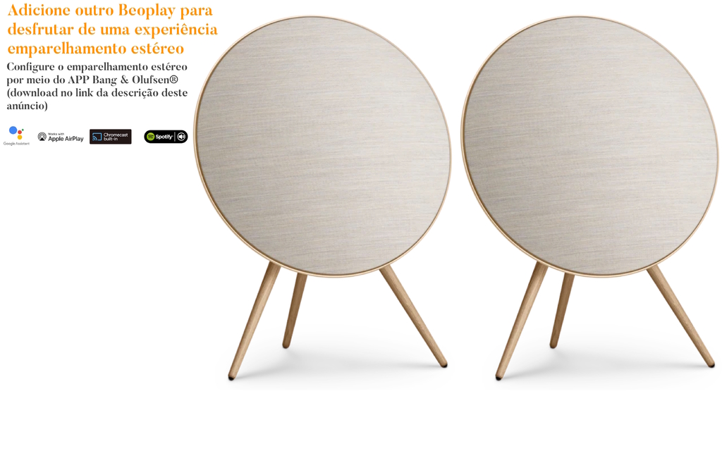 Bang & Olufsen Beoplay A9 , 4ª Geração , Impressionantes até 3.000W , Cor: Gold Tone with Light Oak Legs - Loja do Jangão - InterBros