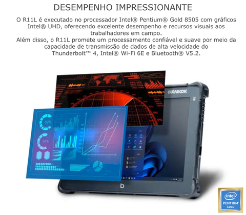 Durabook l R11L Rugged Tablet l Tablet Industrial Robusto l 12th Gen Intel Pentium Gold Processor 8505 l 11.6” FHD (1920 x 1080) LCD Display l Personalizável l Projetado para os ambientes mais severos l Peça um orçamento - online store