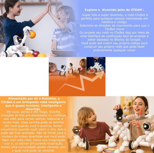 Clicbot Robô Modular Full Kit | Para se Divertir e Aprender Codificação | Programa Educacional STEM | APP Programável | Aulas Semanais Ao Vivo | Idade de + 8 anos e Adultos | Premiado o Melhor do Mundo - loja online