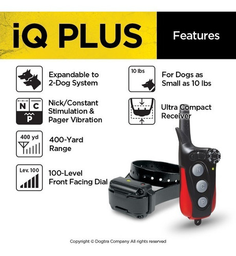 Dogtra IQ Plus Expansível para 2 Cães | Cães Acima de 4,5 Kgs | Sistema de Estímulo Médio | Sistema com Colar Ergonômico de Treinamento Remoto | Alcance de até 365 metros | A Prova D' Água - buy online